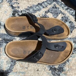 Birkenstock Gizeh Regular Fit Birko Flor Thong Flip Flop Black Size 3-3.5 kids